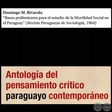 Bases preliminares para el estudio de la Movilidad Social en el Paraguay - Por DOMINGO M. RIVAROLA - Páginas 169 al 188 - Año 2015